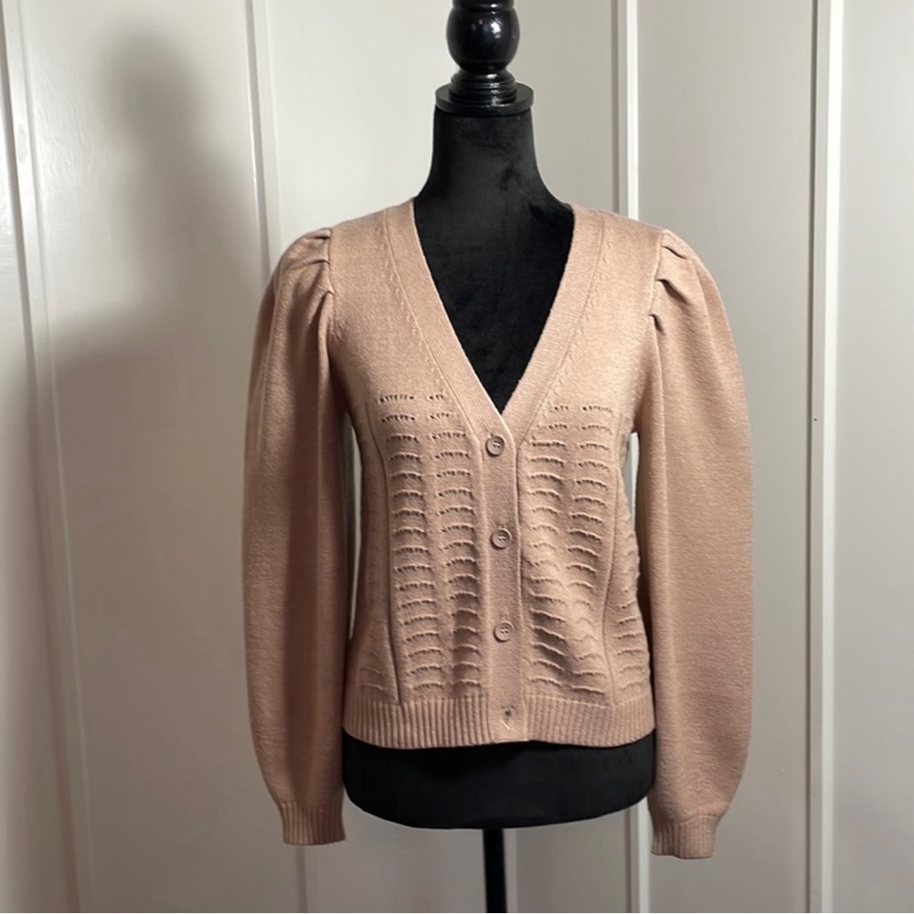 Philosophy Blush Puff Sleeve Cardigan Size M